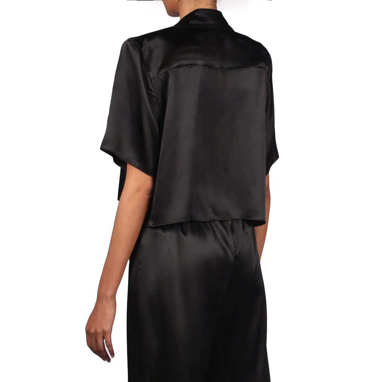 Studio Essential - Cropped Short Sleeve Blouse - Black - Image 3