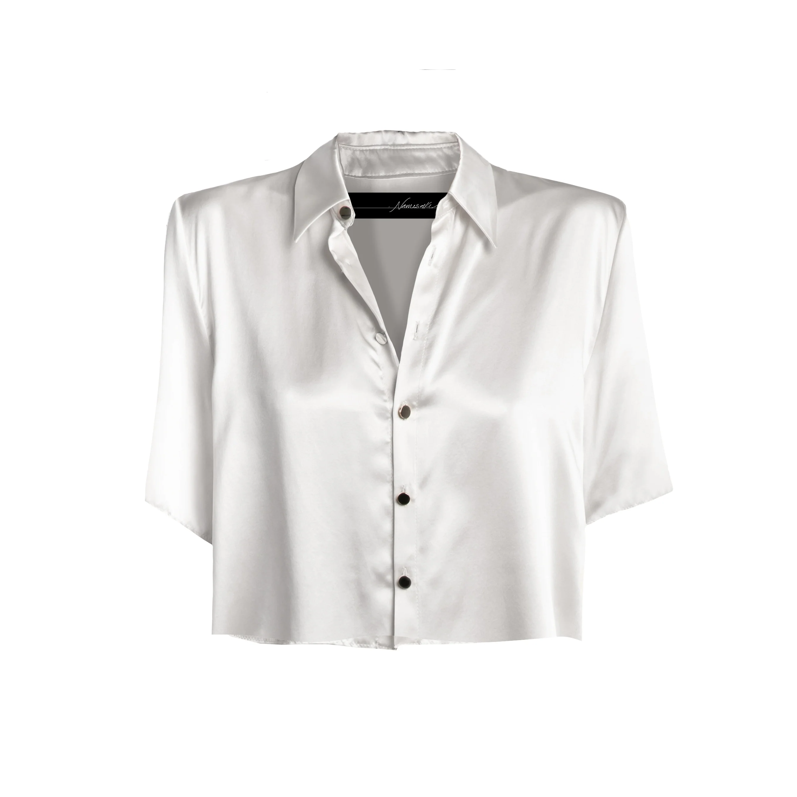 Studio Essential - Cropped Short Sleeve Blouse - Snow - Image 4