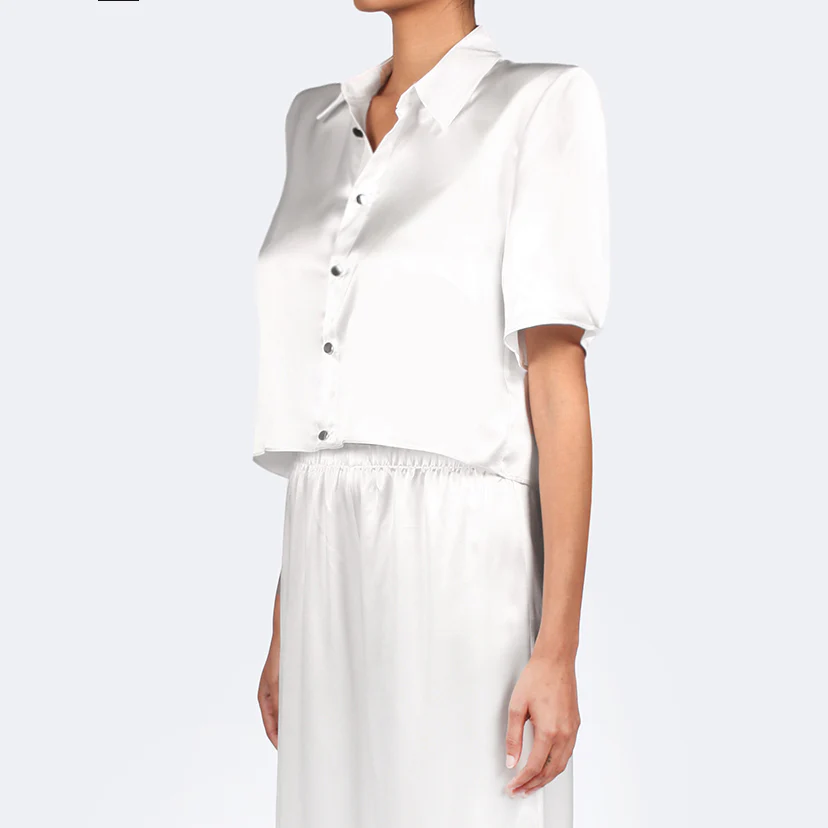Studio Essential - Cropped Short Sleeve Blouse - Snow - Image 6