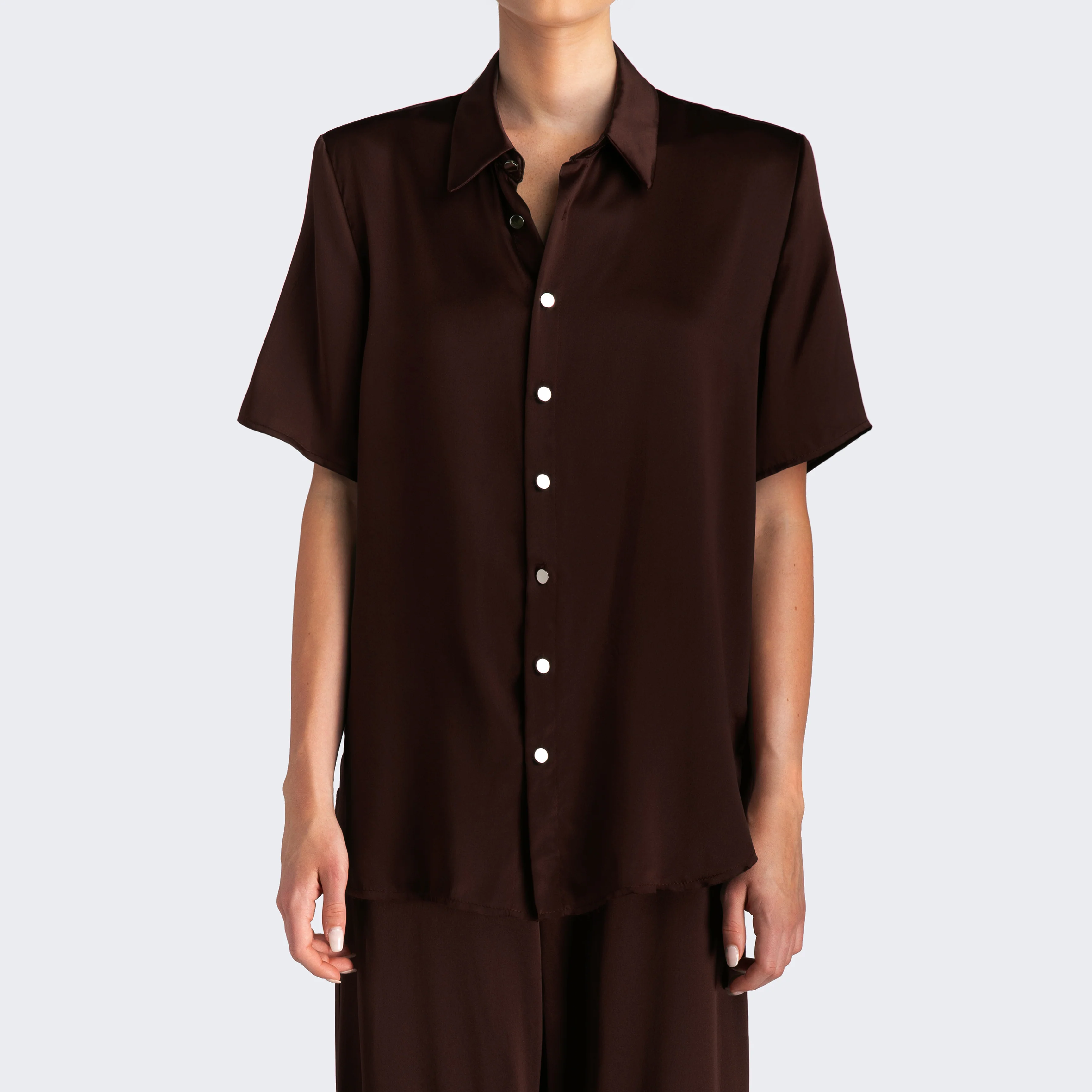 Studio Essential - Short Sleeve Blouse - Chocolate - Image 4